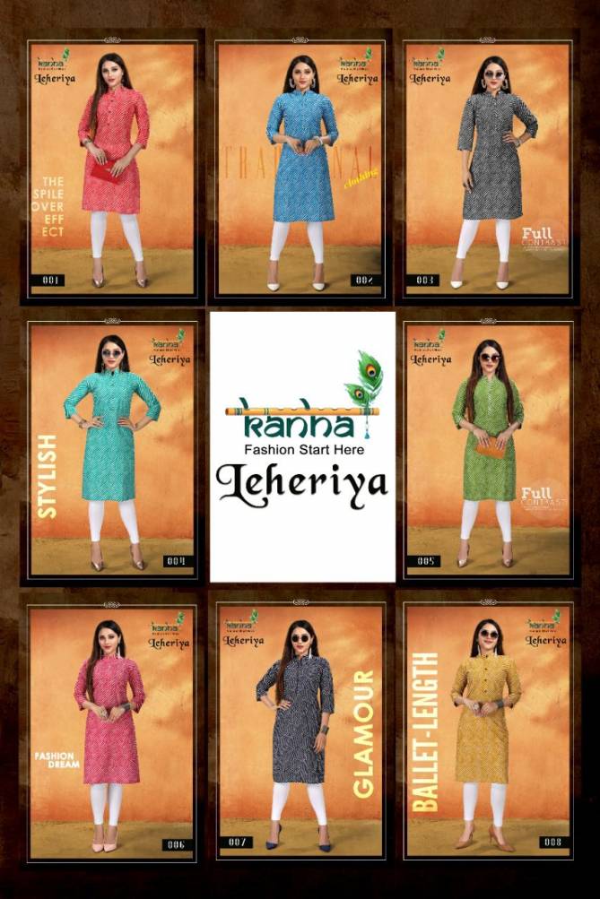 Kanha Leheriya Pure Cotton Printed Regular Wear Kurti Collection